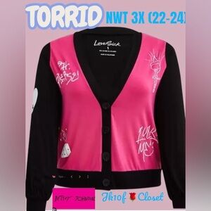 LOWEST🌺 NWT TORRID LOVESICK 3X  BUTTON FRONT CARDIGAN